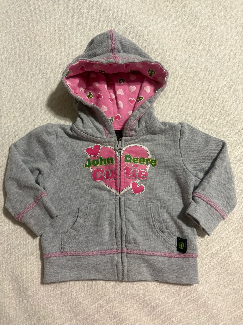 John Deer Cutie Zip Up Hoodie Baby Girl 3-6M